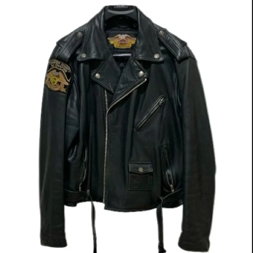 Harley Davidson Hand Painted Insulated Leather Jacket Big/Tall 48R VTG RARE FIND - Picture 4 of 16